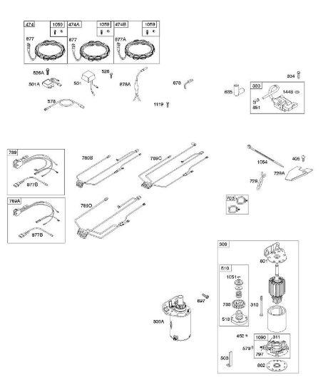 A - Generatore, fascio cavi, motorino di avviamento, accensione B&S - 44 €¦ 445577-0125-B1 brand Stihl